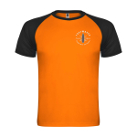 T-shirt de sport pour enfant bicolore 140 g/m² Roly Indianapolis couleur orange vue impression sérigraphique