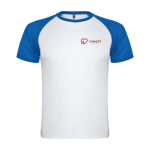 T-shirt de sport pour enfant bicolore 140 g/m² Roly Indianapolis couleur bleu roi vue impression sérigraphique