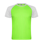 T-shirt de sport pour enfant bicolore 140 g/m² Roly Indianapolis couleur vert fluorescent