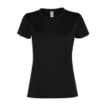 T-shirt de sport pour femme en polyester recyclé 100 g/m² Roly couleur noir
