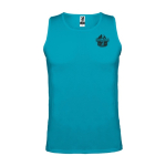 Gilet de sport technique pour homme en polyester 140 g/m² Roly couleur turquoise vue impression sérigraphique