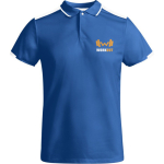 Polo polyester manches courtes pour homme bicolore 140 g/m² Roly couleur bleu roi vue impression sérigraphique