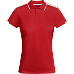 Polo polyester manches courtes pour femme bicolore 140 g/m² Roly couleur rouge