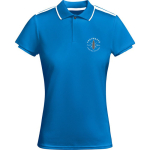 Polo polyester manches courtes pour femme bicolore 140 g/m² Roly couleur bleu roi vue impression sérigraphique