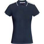 Polo polyester manches courtes pour femme bicolore 140 g/m² Roly couleur bleu marine