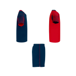 Ensemble sportif unisexe en polyester, 2 T-shirts Roly 140 g/m2 Unisex-Sportset aus Polyester mit 2 T-Shirts, 140 g/m2 Roly couleur rouge deuxième vue latérale