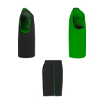 Ensemble sportif unisexe en polyester, 2 T-shirts Roly 140 g/m2 Unisex-Sportset aus Polyester mit 2 T-Shirts, 140 g/m2 Roly couleur vert deuxième vue latérale