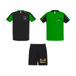Ensemble sportif unisexe en polyester, 2 T-shirts Roly 140 g/m2 Unisex-Sportset aus Polyester mit 2 T-Shirts, 140 g/m2 Roly couleur vert vue impression sérigraphique