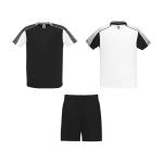 Ensemble sportif unisexe en polyester, 2 T-shirts Roly 140 g/m2 Unisex-Sportset aus Polyester mit 2 T-Shirts, 140 g/m2 Roly couleur blanc/noir