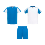 Ensemble sportif unisexe en polyester, 2 T-shirts Roly 140 g/m2 Unisex-Sportset aus Polyester mit 2 T-Shirts, 140 g/m2 Roly couleur blanc/bleu