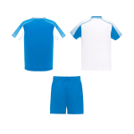 Ensemble sportif unisexe en polyester, 2 T-shirts Roly 140 g/m2 Unisex-Sportset aus Polyester mit 2 T-Shirts, 140 g/m2 Roly couleur blanc/bleu deuxième vue arrière
