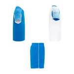 Ensemble sportif unisexe en polyester, 2 T-shirts Roly 140 g/m2 Unisex-Sportset aus Polyester mit 2 T-Shirts, 140 g/m2 Roly couleur blanc/bleu deuxième vue latérale