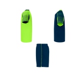 Ensemble sportif unisexe en polyester, 2 T-shirts Roly 140 g/m2 Unisex-Sportset aus Polyester mit 2 T-Shirts, 140 g/m2 Roly couleur vert fluorescent vue latérale