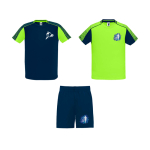 Ensemble sportif unisexe en polyester, 2 T-shirts Roly 140 g/m2 Unisex-Sportset aus Polyester mit 2 T-Shirts, 140 g/m2 Roly couleur vert fluorescent vue impression sérigraphique