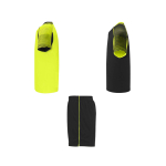 Ensemble sportif unisexe en polyester, 2 T-shirts Roly 140 g/m2 Unisex-Sportset aus Polyester mit 2 T-Shirts, 140 g/m2 Roly couleur jaune fluorescent vue latérale