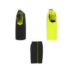 Ensemble sportif unisexe en polyester, 2 T-shirts Roly 140 g/m2 Unisex-Sportset aus Polyester mit 2 T-Shirts, 140 g/m2 Roly couleur jaune fluorescent deuxième vue latérale