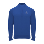 Sweat de sport à demi-fermeture éclair en polyester 200 g/m² Roly couleur bleu roi vue impression sérigraphique