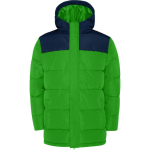 Veste unisexe bicolore style doudoune polyester et capuche Roly couleur vert forêt