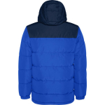 Veste unisexe bicolore style doudoune polyester et capuche Roly couleur bleu roi deuxième vue arrière