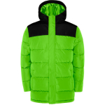 Veste unisexe bicolore style doudoune polyester et capuche Roly couleur vert lime