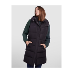 Gilet thermique matelassé en polyester avec capuche pour femme Roly couleur noir image nature morte