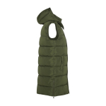 Gilet thermique matelassé en polyester avec capuche pour femme Roly couleur vert militaire deuxième vue latérale