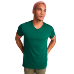 T-shirt à manches courtes col en V en coton pour homme 155 g/m² Roly couleur noir