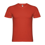 T-shirt à manches courtes col en V en coton pour homme 155 g/m² Roly couleur rouge