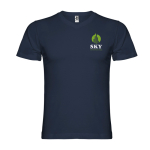 T-shirt à manches courtes col en V en coton pour homme 155 g/m² Roly couleur bleu marine vue impression sérigraphique