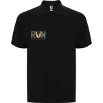 Polo unisexe en coton et polyester piqué avec poche 190 g/m² Roly couleur noir vue impression sérigraphique