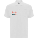 Polo unisexe en coton et polyester piqué avec poche 190 g/m² Roly couleur blanc vue impression sérigraphique