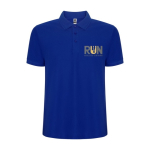 Polo homme en coton et polyester piqué 190 g/m2 Roly couleur bleu vue impression sérigraphique