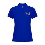 Polo femme en coton et polyester piqué 190 g/m2 Roly couleur bleu vue impression sérigraphique