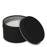 Bougie en cire végétale pot monochrome en acier recyclé circulaire couleur noir troisième vue