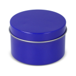 Bougie en cire végétale pot monochrome en acier recyclé circulaire couleur bleu