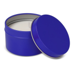 Bougie en cire végétale pot monochrome en acier recyclé circulaire couleur bleu troisième vue