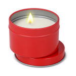 Bougie en cire végétale pot monochrome en acier recyclé circulaire couleur rouge deuxième vue
