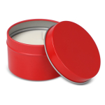 Bougie en cire végétale pot monochrome en acier recyclé circulaire couleur rouge troisième vue
