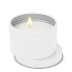 Bougie en cire végétale pot monochrome en acier recyclé circulaire couleur blanc deuxième vue