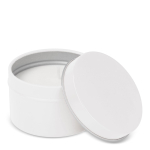 Bougie en cire végétale pot monochrome en acier recyclé circulaire couleur blanc troisième vue