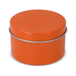 Bougie en cire végétale pot monochrome en acier recyclé circulaire couleur orange