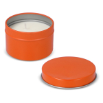 Bougie en cire végétale pot monochrome en acier recyclé circulaire couleur orange cinquième vue