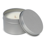 Bougie en cire végétale pot monochrome en acier recyclé circulaire couleur argenté troisième vue