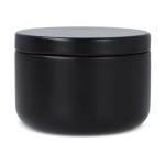 Bougie en cire végétale dans un pot en acier recyclé circulaire couleur noir quatrière vue