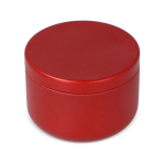 Bougie en cire végétale dans un pot en acier recyclé circulaire couleur rouge
