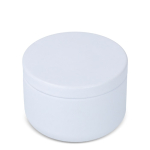 Bougie en cire végétale dans un pot en acier recyclé circulaire couleur blanc