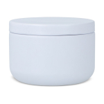 Bougie en cire végétale dans un pot en acier recyclé circulaire couleur blanc quatrière vue