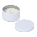 Bougie en cire végétale dans un pot en acier recyclé circulaire couleur blanc cinquième vue