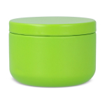 Bougie en cire végétale dans un pot en acier recyclé circulaire couleur vert lime quatrière vue