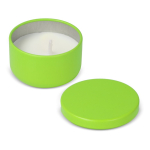 Bougie en cire végétale dans un pot en acier recyclé circulaire couleur vert lime cinquième vue